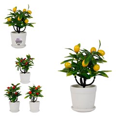 Flor artificial c/vaso plastico 19cm         cx:00024