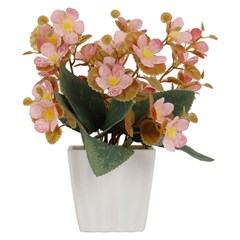 Flor artificial c/vaso plastico 19cm         cx:00024