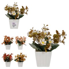 Flor artificial c/vaso plastico 19cm         cx:00024