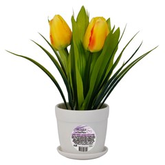 Flor artificial c/vaso plastico 23cm         cx:00024
