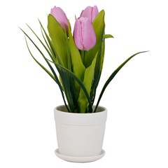 Flor artificial c/vaso plastico 23cm         cx:00024