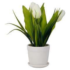 Flor artificial c/vaso plastico 23cm         cx:00024