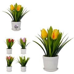 Flor artificial c/vaso plastico 23cm         cx:00024