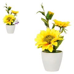 Flor artificial c/vaso plastico 25cm         cx:00024