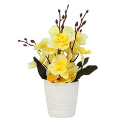 Flor artificial c/vaso plastico 29cm         cx:00024