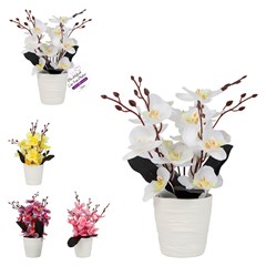 Flor artificial c/vaso plastico 29cm         cx:00024