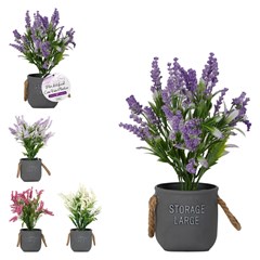 Flor artificial c/vaso plastico 29cm         cx:00024