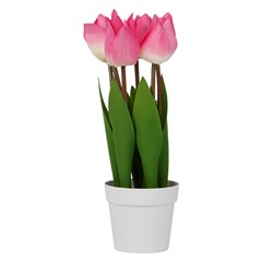 Flor artificial c/vaso plastico 29cm         cx:00024
