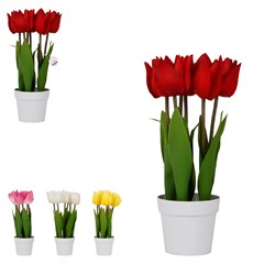 Flor artificial c/vaso plastico 29cm         cx:00024