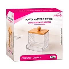 Porta cotonete com tampa  bambu              cx:060