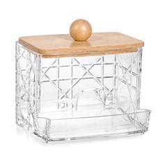 Porta cotonete com tampa  bambu              cx:060