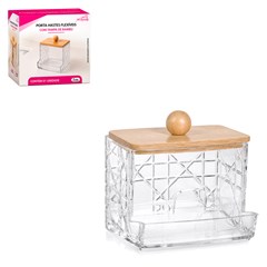 Porta cotonete com tampa  bambu              cx:060
