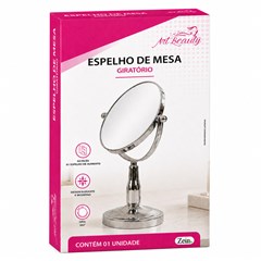 Espelho de mesa dupla face c/suporte metalizado 14x27cm                   cx:024