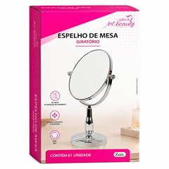 Espelho de mesa dupla face c/suporte metalizado 16x29cm                cx:024