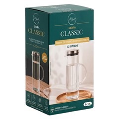 Jarra de vidro boro 1,3l classic tpa inox        cx:012