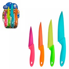 Cj faca metal 4pcs cabo plastico color       cx:072