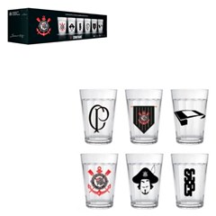 Copo de vidro americano 190ml 6pcs corinthians  cx:008