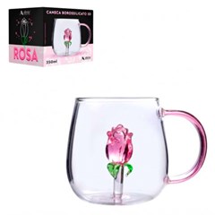 Caneca borossilicato 350ml decoracao no centro 3d flor         cx:024