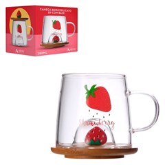 Caneca borossilicato 280ml com pires ou tampa  cx:048