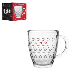 Caneca vidro 350ml conica te amo amor        cx:048