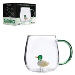 Caneca borossilicato 350ml decoracao no centro 3d patinho      cx:024
