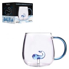 Caneca borossilicato 350ml decoracao no centro 3d baleia       cx:024