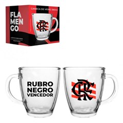 Caneca de vidro 380ml conica flamengo           cx:048
