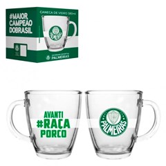 Caneca de vidro 380ml conica palmeiras          cx:048