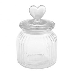Pote vidro 650ml coracao c/tpa hermetica cor cx:024