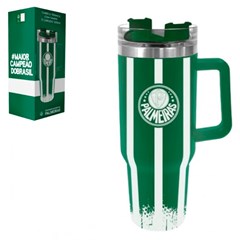 Caneca termica inox 1,2lts com tampa e canud palmeiras cx:020