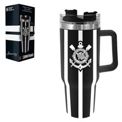 Caneca termica inox 1,2lts com tampa e canud corinthians cx:020