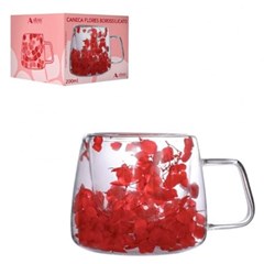 Caneca boro 200ml parede dupla flores secas  cx:048