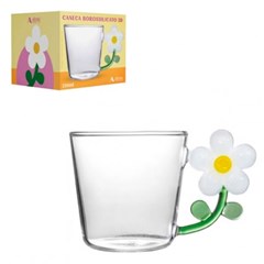 Caneca boro 250ml petalas branca             cx:048