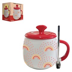 Caneca cer c/ colher de metal 420ml fofo arc cx:018