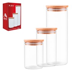 Cj potes boro 3pcs 700/1100/2000ml red c/tpa bambu