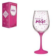 Taca vidro 450ml vinho melhor mae do mundo r cx:024
