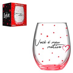 Copo vidro 480ml caixa presente amor motivo  cx:024