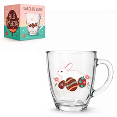 Caneca vidro 350ml conica pascoa coelhinho/o cx:048