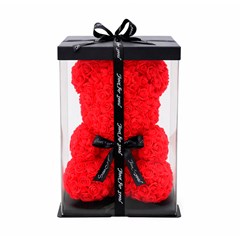 Urso de rosas artificiais 23cm cx:012