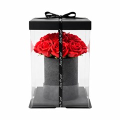 Flor artificial buque 19 cm vermelho com vaso para presente cx:020