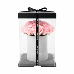 Flor artificial buque 19 cm rosa com vaso para presente cx:020