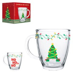 CANECA VIDRO 350ML NATAL ARVORE CONICA       CX:048