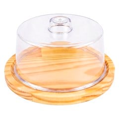 PORTA QUEIJO CRISTAL MAD PINUS 18CM C/TAMPA  CX:006