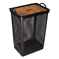 Cesto telado 49lts tampa label madeira       cx:008